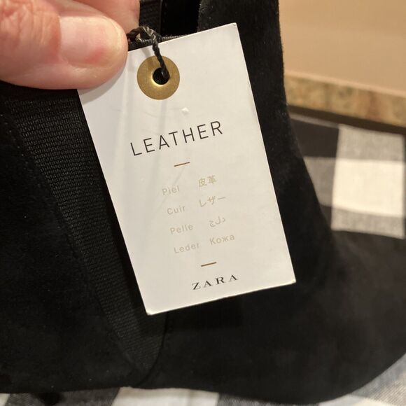 ZARA BASIC COLLECTION WOMEN BLACK SUEDE KITTEN HEEL BOOTS SHOE UK 7 EUR 40 - Picture 6 of 11